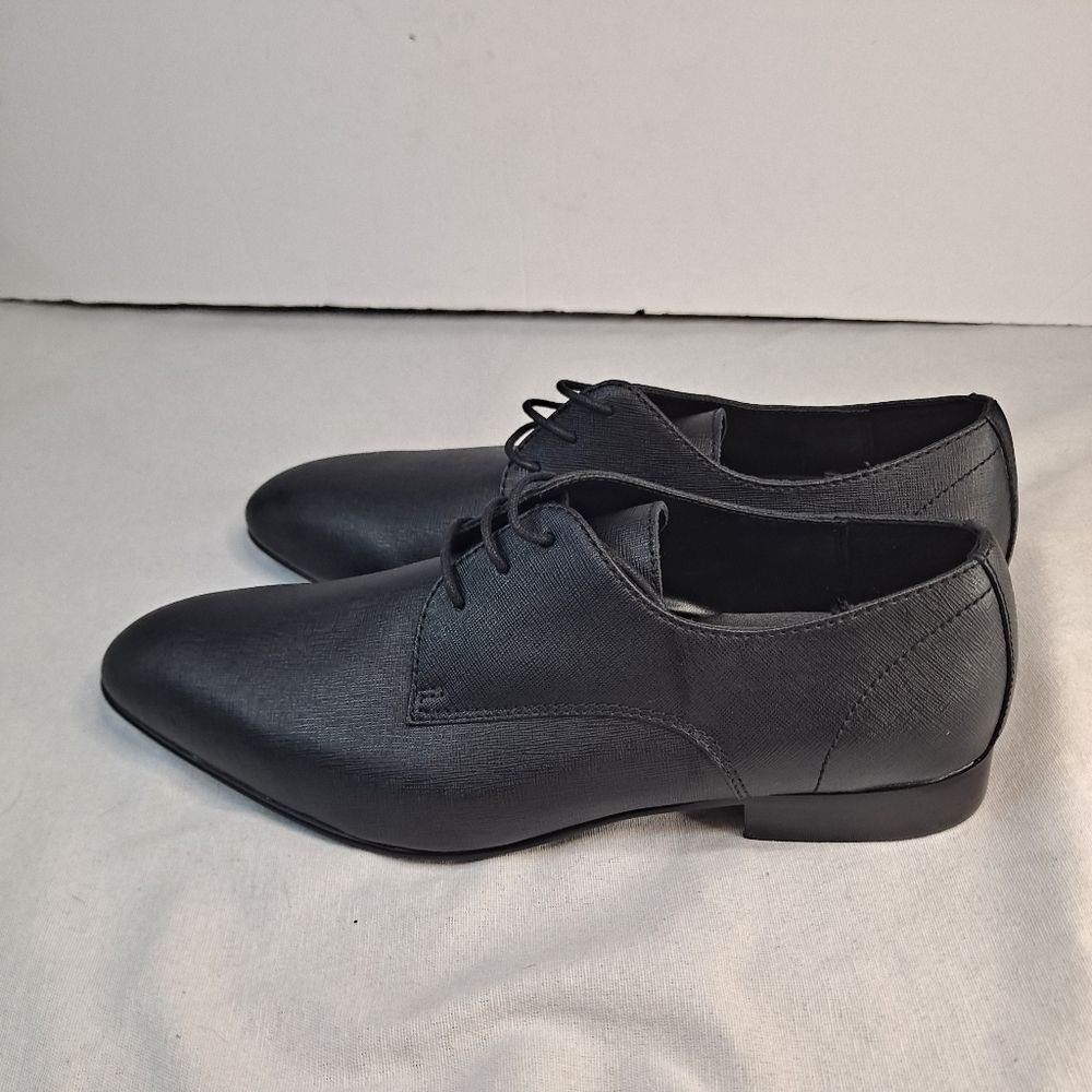 BP. Albert Men's Plain Toe Derby Dress Shoes Size 9.5M Black Leather Lace-Up